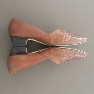 Calico Vintage Brown Braided Leather Kitten Heel